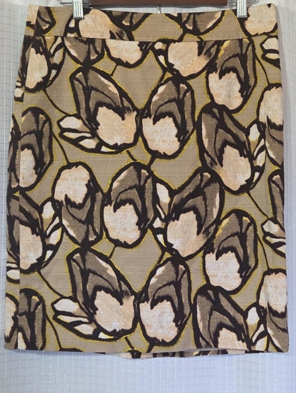 ANN TAYLOR Skirt Womens Size 8 100% Cotton Pencil Lined Brown Floral